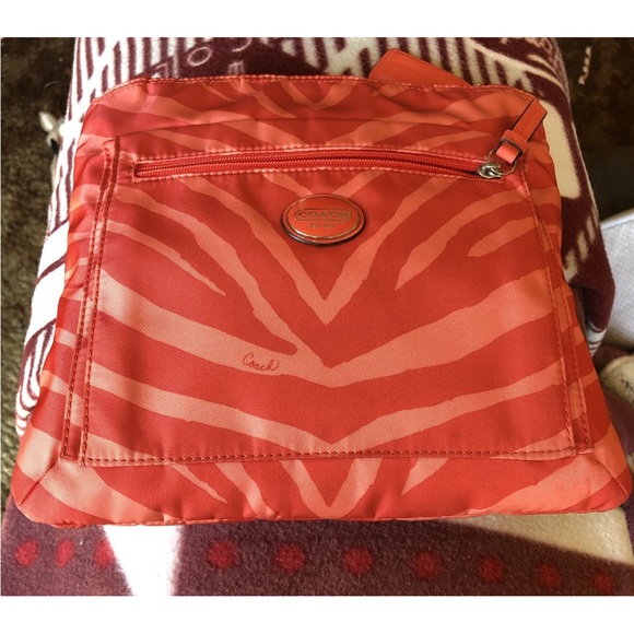 Coach Signature Fabric Crossbody Coach Coral Zebra Print File Nylon F77541 Bag - Picture 4 of 11